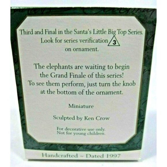 Vintage 1997 Santa's Little Big Top Hallmark Keepsake Miniature Ornament Boxed - Picture 2 of 2